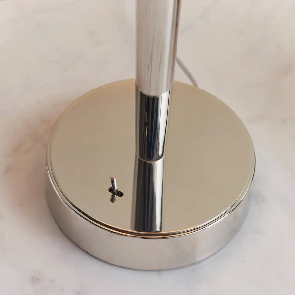 Abażurowa lampa stołowa Syon 72175 z wtyczką na stolik nikiel