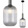 LAMPA wisząca ANTIOLA PND-5588-1L-SC+CL Italux plisowana OPRAWA szklany zwis nikiel przezroczysty