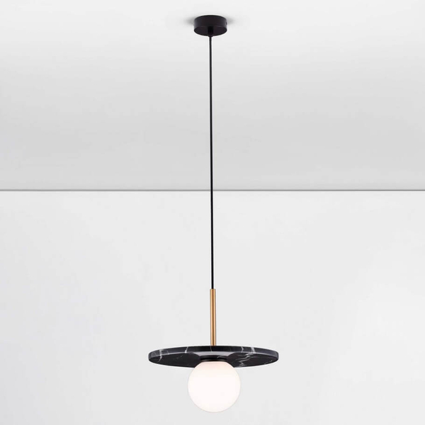 Wisząca lampa nad stół JUANJUI LE44853 talerz bańka czarna biała