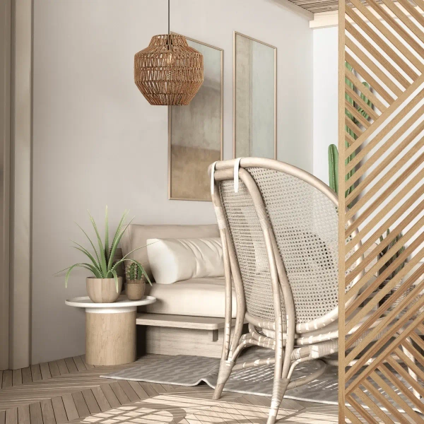 Naturalna lampa wisząca 20236 papierowa bambus sznurkowa brązowy