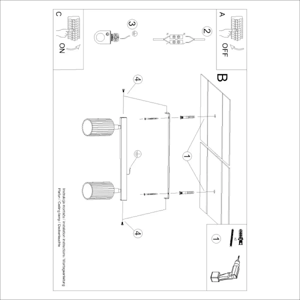 Sufitowa lampa regulowana Karbon SL.1580 na listwie czarna