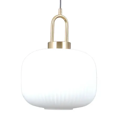Wisząca owalna kula lampa Fosse PND-408817-1-HBR-WH biała złota
