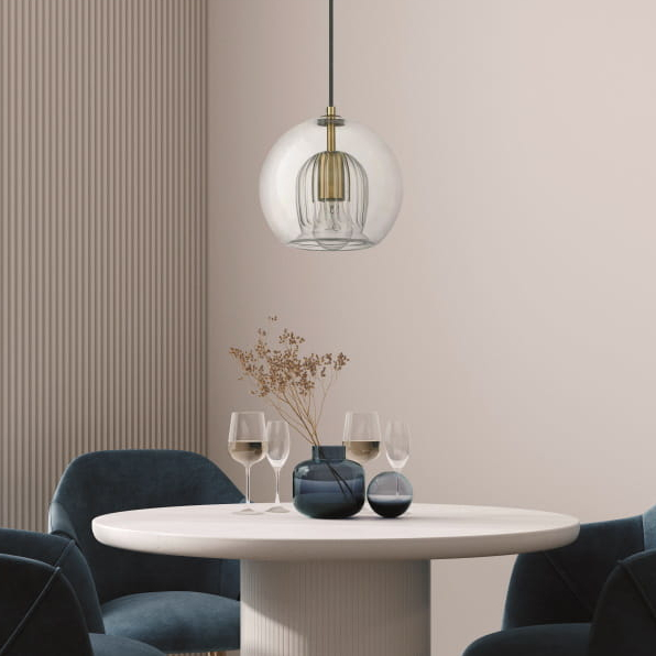 Szklany zwis Arette złota lampa wisząca kula do sypialni