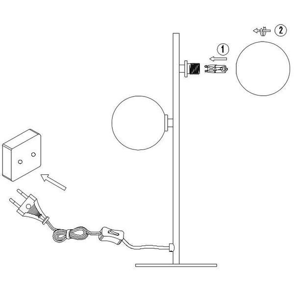 Loftowa LAMPA stołowa TYCHO 45574/02/30 Lucide metalowa LAMPKA szklane kule przydymione czarne
