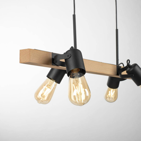 Wisząca lampa skandynawska Canop drewniana belka do salonu