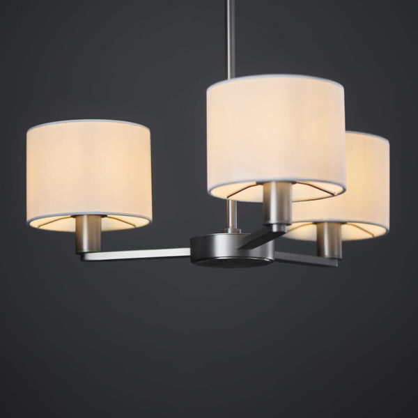 Lampa wisząca abażurowa Daley 60256 Endon nikiel biała srebrna