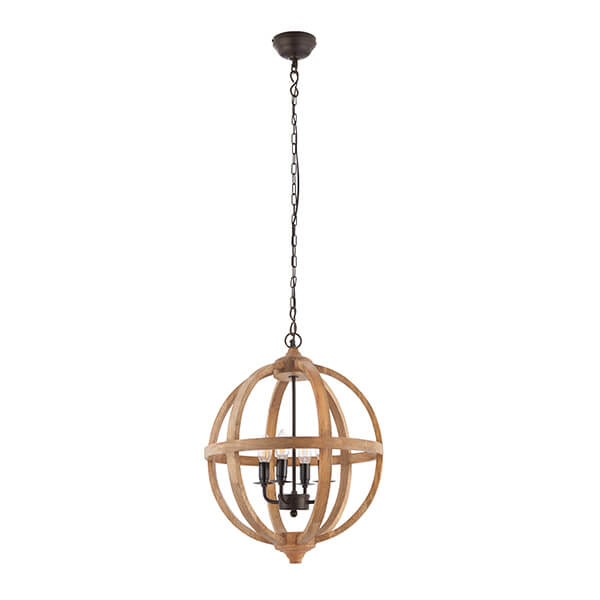 Wisząca lampa Toba 73575 Endon klatka na łańcuchu czarna drewno