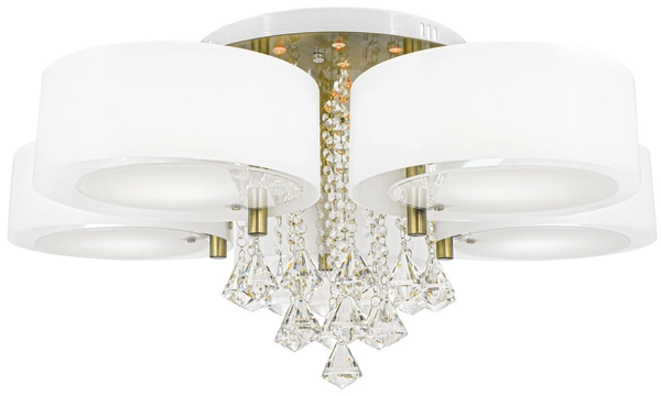 Glamour LAMPA sufitowa DRS8006/5 21QG Elem abażurowy plafon z łańcuszkami biały mosiądz