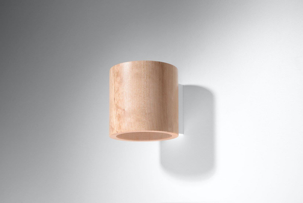 Okrągła LAMPA ścienna SL.0490 kinkiet OPRAWA tuba ekologiczna drewno