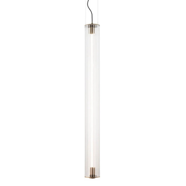 Podłużna wisząca lampa Merezi 1 5216 LED 30W 3000K szklana mosiądz patyna