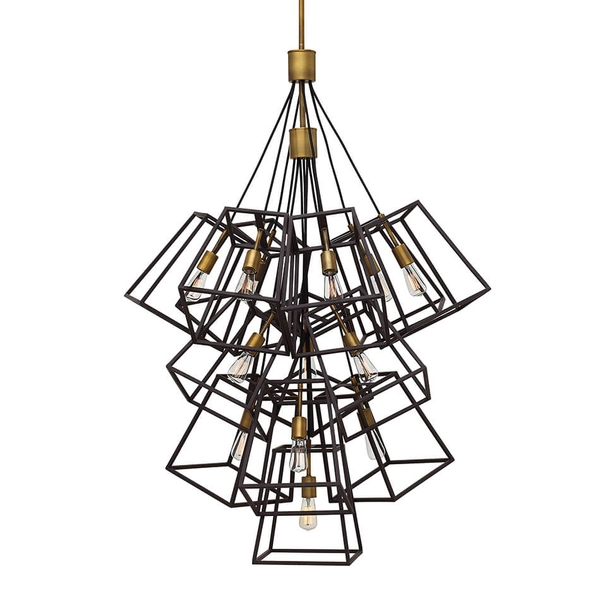 Wisząca lampa industrialna Fulton HK-FULTON-13P czarna mosiądz