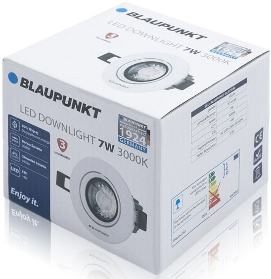 Sufitowa lampa podtynkowa DLR7WW LED 7W 3000K oczko białe