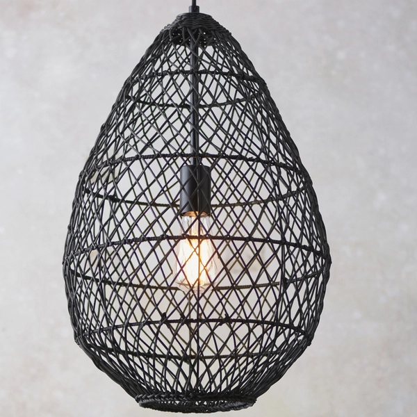 Wisząca lampa boho L&-198472 Light& kosz rattanowy czarna