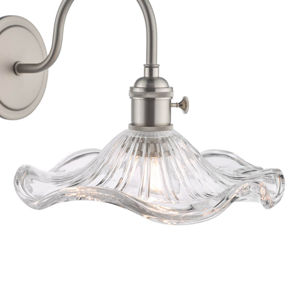 Szklana lampa na ścianę Hadano HAD0761-12 falowana chrom przezroczysty