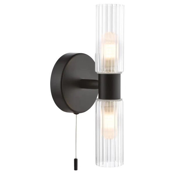 Podwójny łazienkowy kinkiet Bolton BOL0922 z włącznikiem IP44 czarny