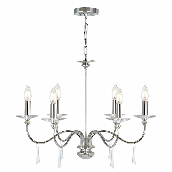Żyrandol z kryształkami Finsbury Park FP6-POL-NICKEL Elstead na łańcuchu nikiel