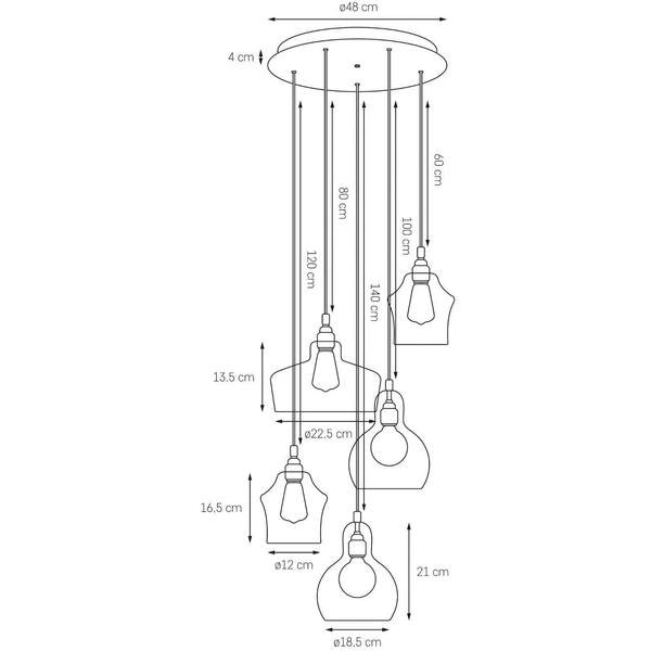 Lofrowa LAMPA wisząca LONGIS 10526509 Kaspa szklana OPRAWA skandynawski ZWIS kaskada chrom przezroczysta czarna
