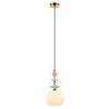 Ceramiczna wisząca lampa 22079 szkło opalowe do przedpokoju mosiądz