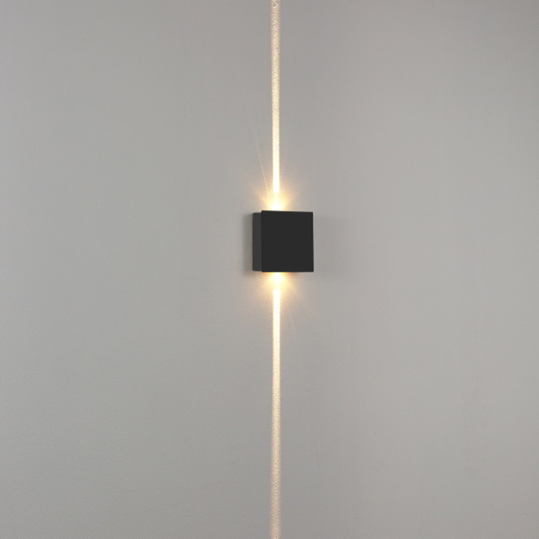 Lampa ścienna góra-dół Mollis 616002103 Elkim LED 2W 3000K kostka czarna