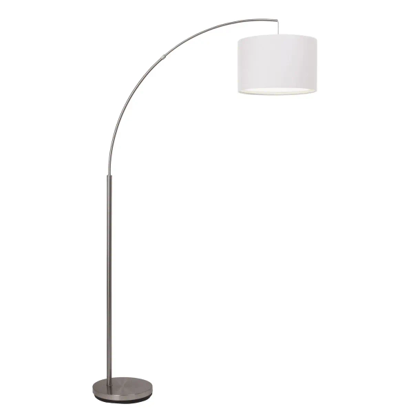 Stojąca lampa abażurowa Clarie 13258/05 łukowa chrom biała