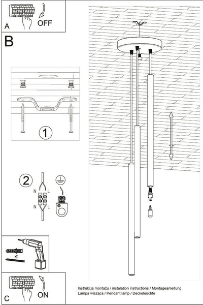 LAMPA wisząca Pastelo SL.0467 Sollux metalowa OPRAWA zwis kaskada tuby sople białe