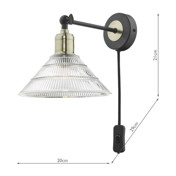 Kinkiet ścienny z włącznikiem Boyd BOY0775 Dar Lighting szklany klosz czarny