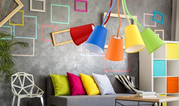 Lampa sufitowa do pokoju dziecięcego Wire 2107 TK Lighting tkaninowa kolorowa