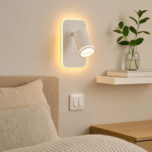 Ścienny kinkiet nad łóżko Pipe Ring ML2082 do sypialni biały