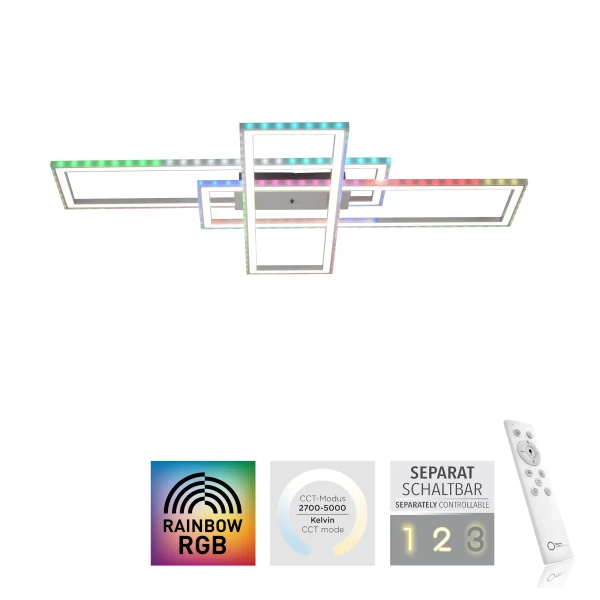 Sterowana lampa sufitowa FELIX srebrna 14637-55 2xLED 50W 2700-5000K RGB