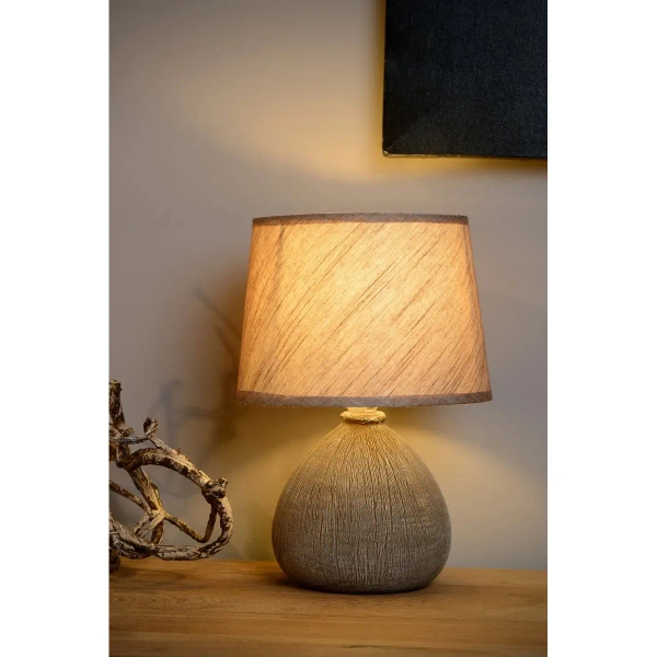 Skandynawska nocna lampka Ramzi 47506/81/43 tkanina ceramika brązowy