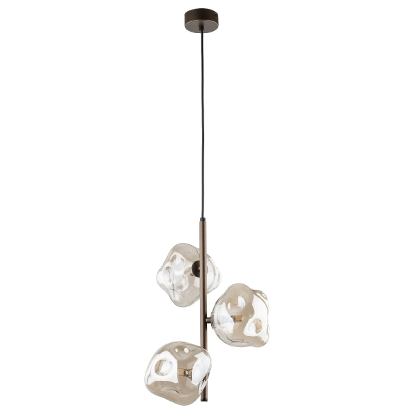 Potrójna wisząca lampa Lava Brown 11036 szklane kule brązowy