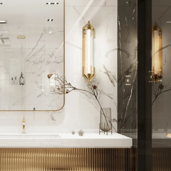 Szklany kinkiet łazienkowy Espada QN-ESPADA-2W-BG LED 23W 3000K IP44 złoty