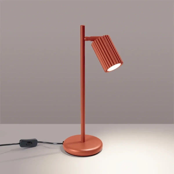 Biurkowa lampa ryflowana KARBON SL.1643 tuba z włacznikiem terakota
