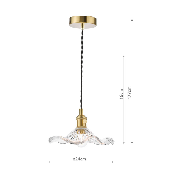 Lampa jadalniana zwis Hadano HAD0140-12 szklana mosiądz przezroczysty