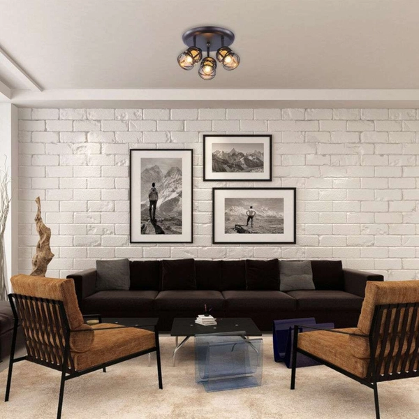 Sufitowa LAMPA plafon OBERON 5337 Rabalux metalowa OPRAWA obudowany szklany klosz brązowa kawowa bursztynowa