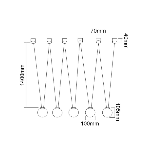 Wisząca LAMPA loftowa Movo V Orlicki Design szklana OPRAWA kule ball zwis czarny biały