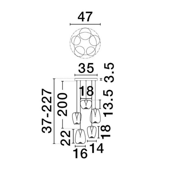 Wisząca lampa do salonu JAREVIA LE45123 LED 18W 3000K kaskada szara