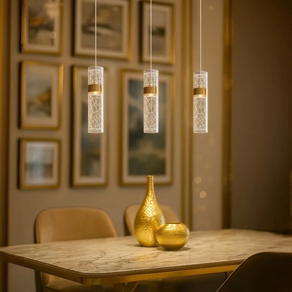 Podłużna zwisająca lampa Lagos ML2245 LED 8W 4000K tuba złota