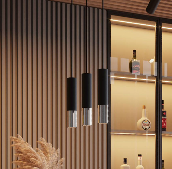 Modernistyczna LAMPA wisząca SL.0943 loftowy tuby kaskada czarna chrom OUTLET