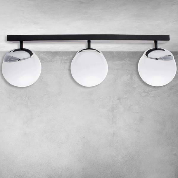 Plafon LAMPA sufitowa SFERA MLP8873 Milagro metalowa OPRAWA kule balls na listwie czarne białe chrom