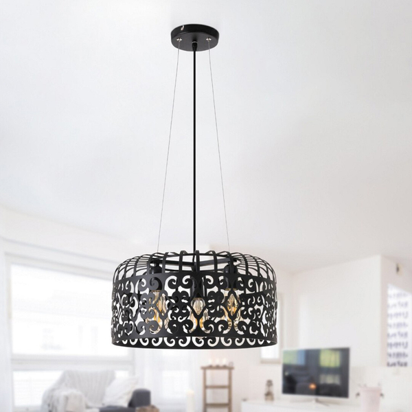 LAMPA wisząca ALESSANDRA 2158 Rabalux metalowa OPRAWA ażurowy zwis vintage czarny