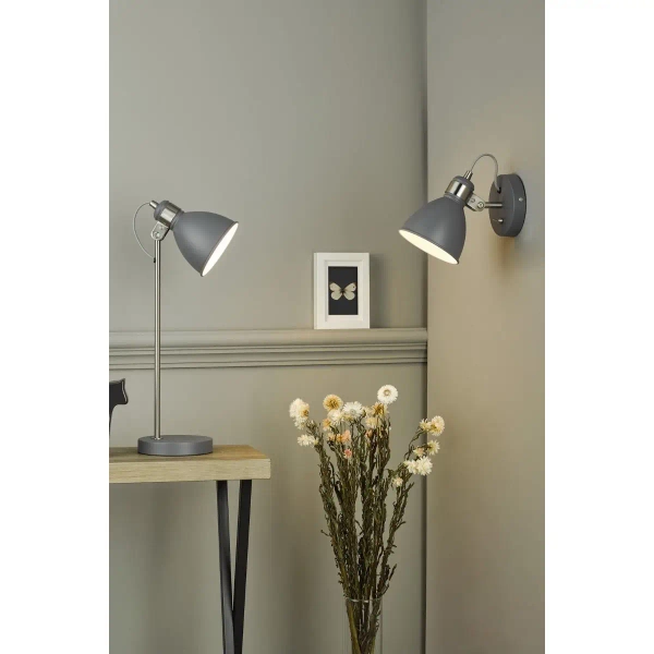 Kinkiet naścienny z włącznikiem Frederick FRE0737 regulowana ciemno szara