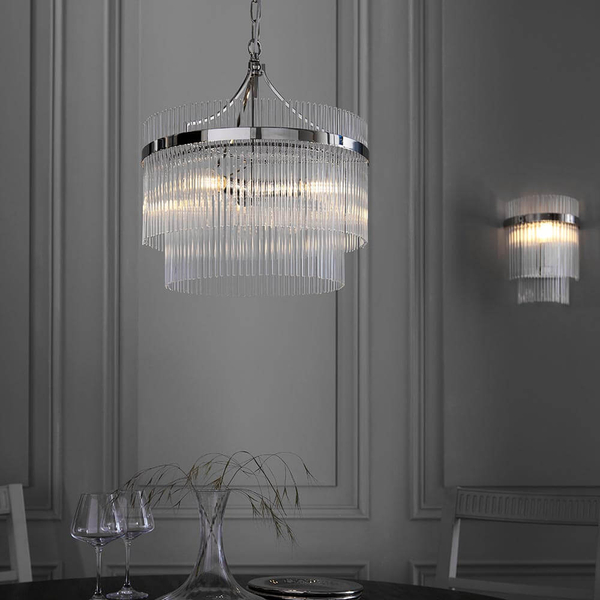 Lampa wisząca na łańcuchu Marietta 104113 szklana błyszczący nikiel