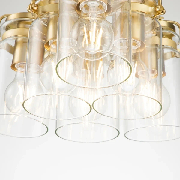 Wielopunktowa lampa zwis Brinley KL-BRINLEY6-BB Kichler przezroczysta mosiądz
