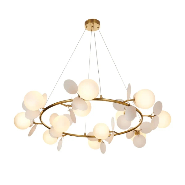 Żyrandol glamour CHIC ST-DL-2969 pierścień do salonu biały złoty