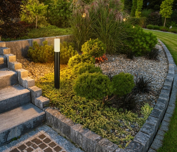 Słupek stojący tuba Muggia OFL-2764-L Italux IP54 czarny biały