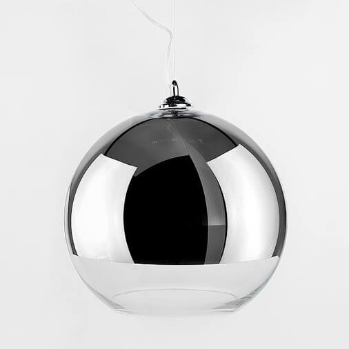 Kulista lampa wisząca Silver Ball do przedpokoju chrom