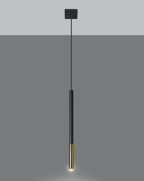 LAMPA wisząca SL.0891 tuba OPRAWA metalowa ZWIS okrągły czarny złoty