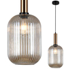 LAMPA wisząca ANTIOLA PND-5588-1L-BRO+AMB Italux szklana OPRAWA plisowany ZWIS loftowy mosiężny bursztynowy