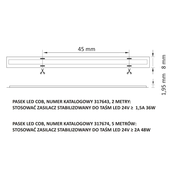 Taśma LED 18W 4000K COB 317643 Polux pasek 2 metry 1850lm biały